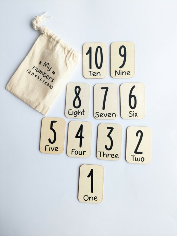 Little ones: handmade wooden number cards